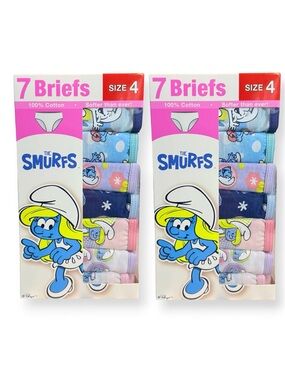 Smurfs 14pk Girls Briefs Sz4- NEW